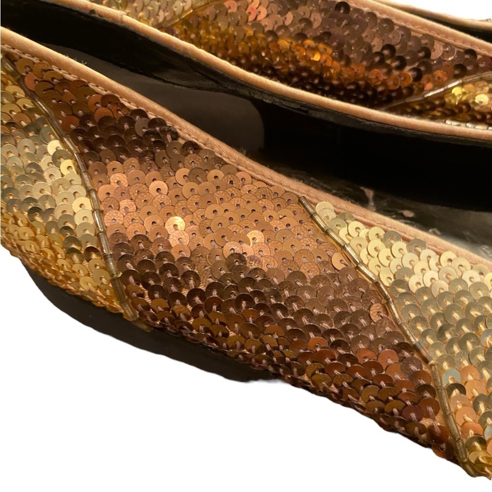 Frankie and Baby Beverly Feldman  Sequin Gold Silver Ballet Flats - Picture 2 of 9